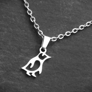 Tiny Penguin Pendant Necklace, Stainless Steel Bird Jewellery, Cord or Chain