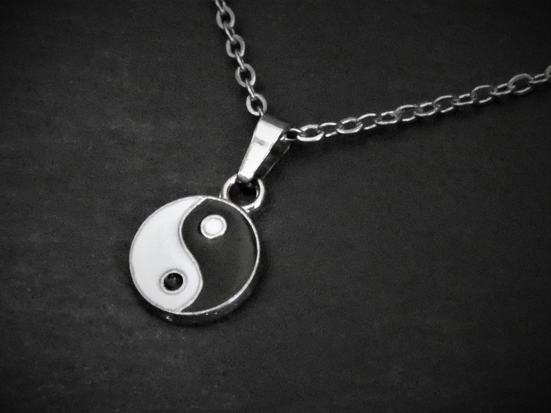 Yin & Yang Pendant Necklace on Cord or Chain, Unisex Jewelry Yin & Yang Pendant Necklace on Cord or Chain, Unisex Jewelry