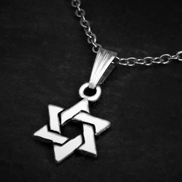 Star of David Pendant Necklace on Cord or Chain, Small Star Jewelry Gift, Adjustable Choker or 16 18 20 22 24 30 inch  Stainless Steel UK