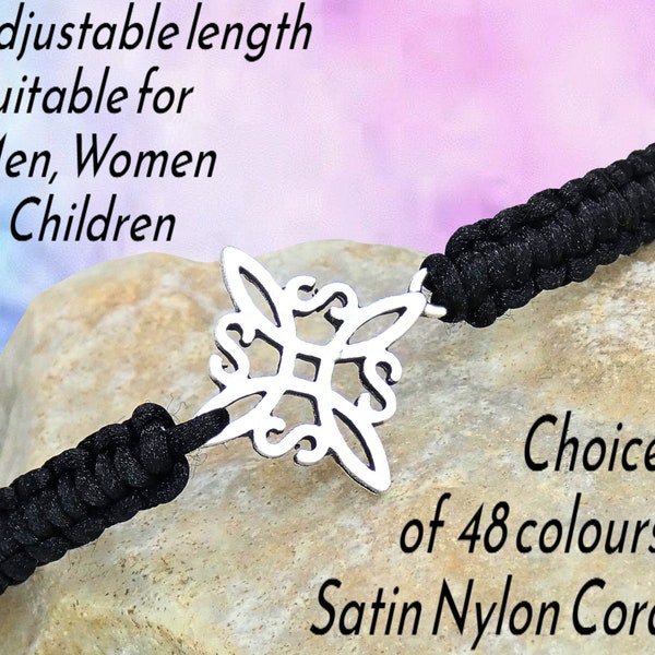 Witch Knot Macrame Bracelet, Wiccan Jewelry Gift, Adjustable Macrame with Charm, Custom Colour Woven Knotted Rope String, UK