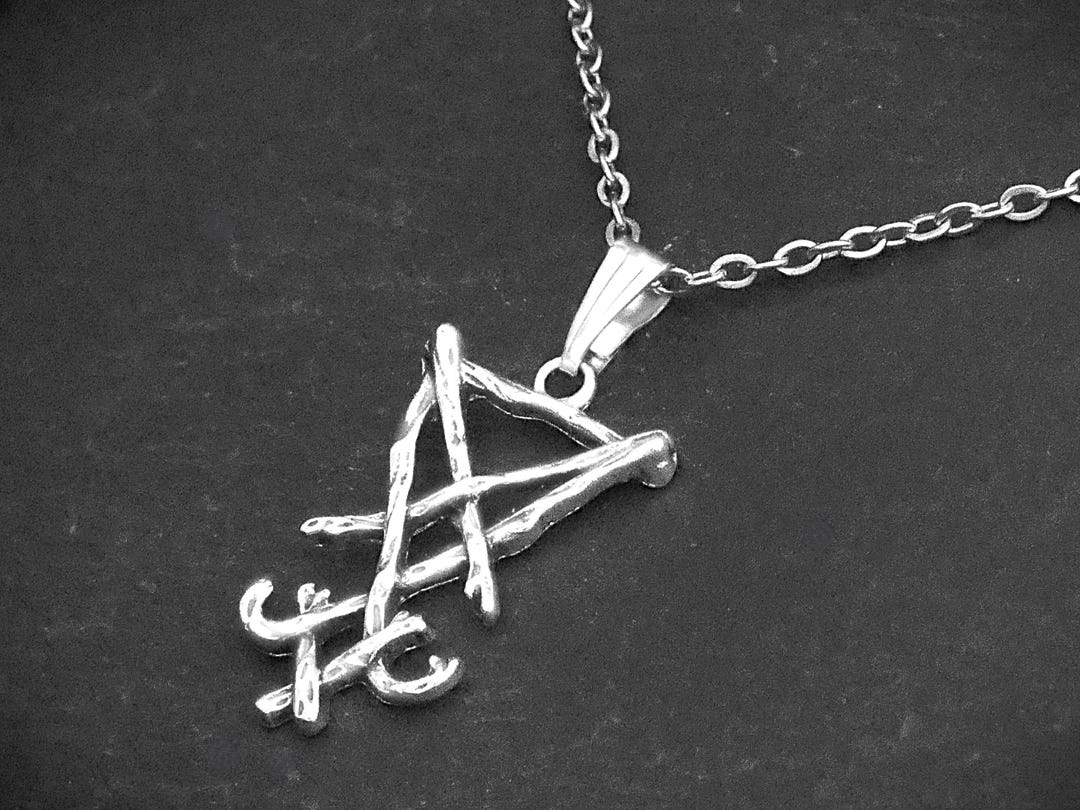 Lucifer Rava Chain Lucifer Sigil Pendant Necklace on Cord or Chain, Unisex Satanic Jewelry ...
