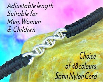 DNA Bracelet, Double Helix Jewellery, Unisex Adjustable Macrame
