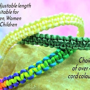 Macramé Bracelet or Anklet, Satin Nylon Cord in 48 Colours, Unisex, Adjustable Size