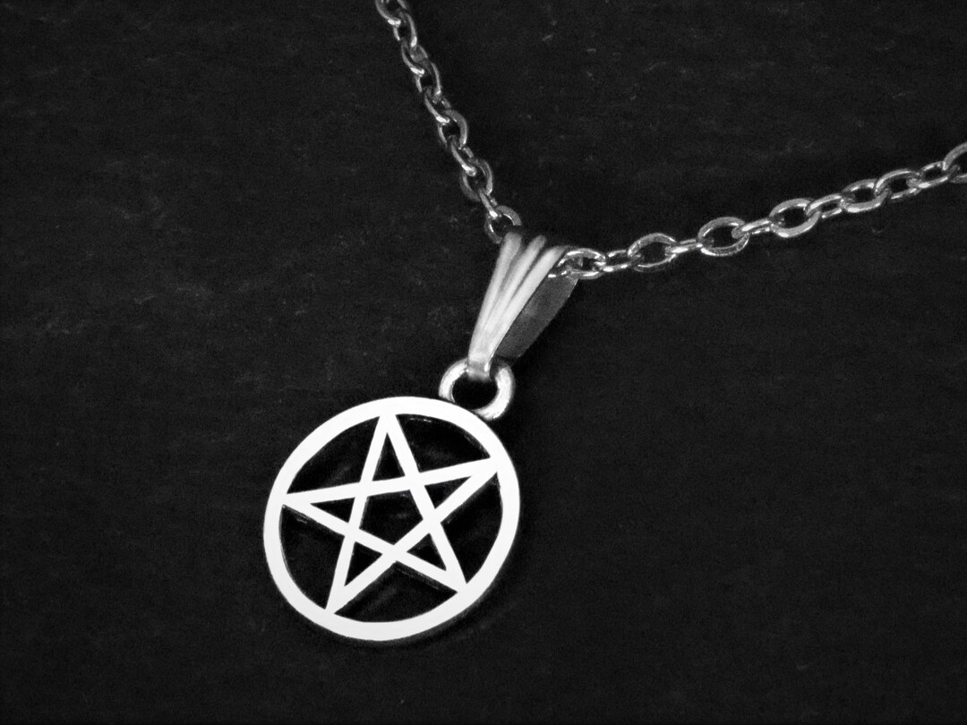 Simple Inverted Pentagram Necklace, Cord or Chain, Silver Pentacle ...