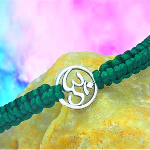 OM Bracelet, Unisex Yoga Jewellery, Adjustable Macrame Cord