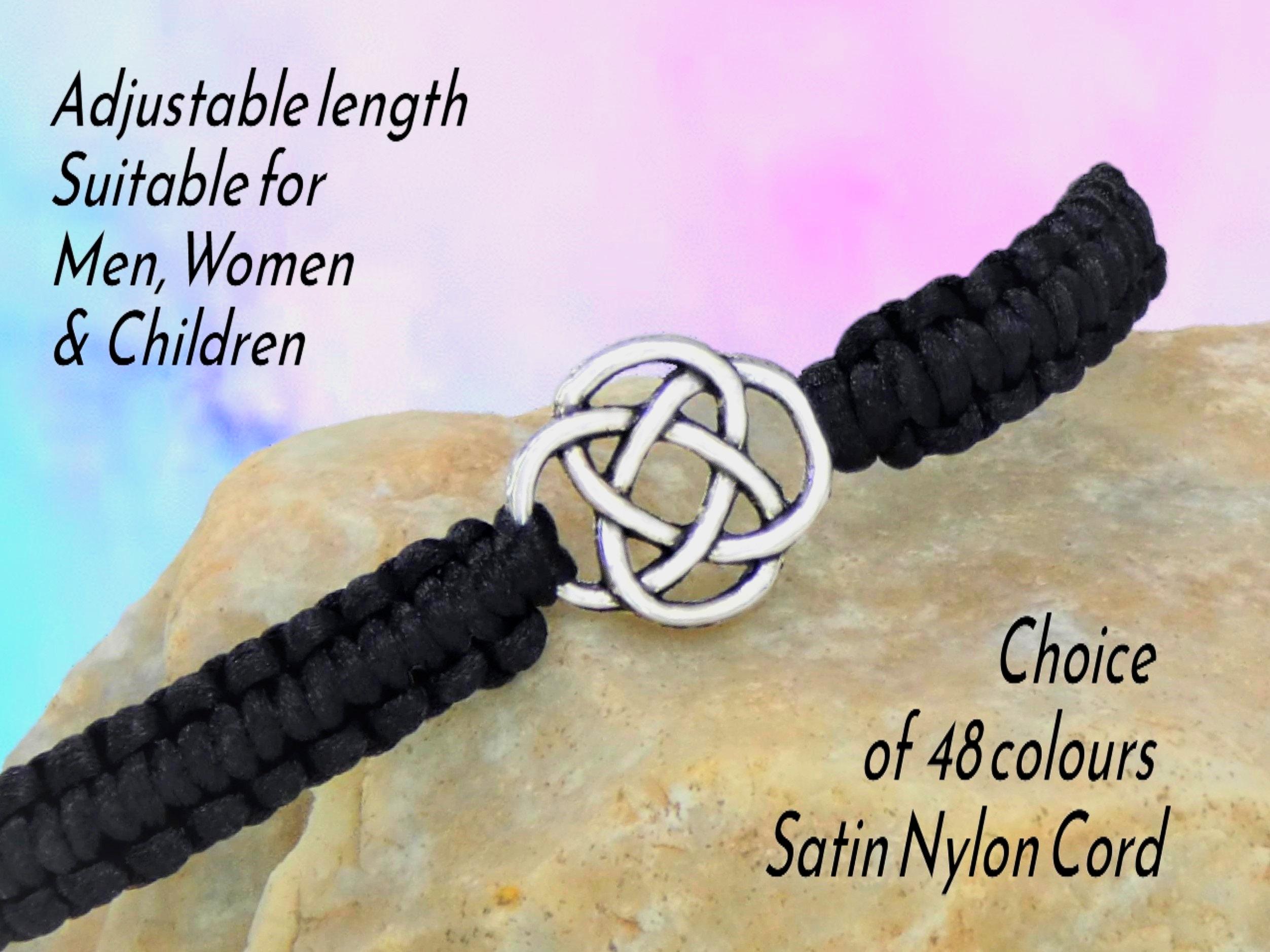 Celtic Knot Bracelet, Unisex Dara Knot Jewelry Gift, Infinity Knot Adjustable Macrame with Charm, Woven Knotted Cord String Custom Colour