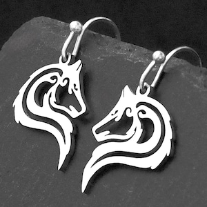 Small Wolf Head Earrings, Gold or Silver Stainless Steel Spirit Wolf Jewellery, Clip on or Pierced Ear Options