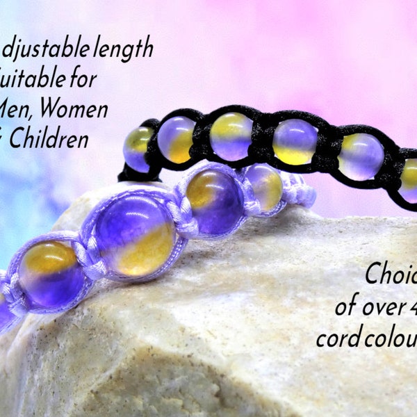 Bracelet unisexe en macramé d'amétrine, cadeaux bijoux pour chakras, cordelette tissée réglable nouée, cristal curatif, couleur personnalisée, fait main