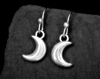 Minimalist Moon Earrings, Dangle, Drop, Clip on or Pierced Options