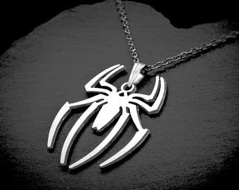 Spider Necklace, Unisex Statement Pendant, Cord or Chain