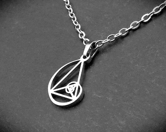 Small Fibonacci Spiral Necklace, Gold or Silver Stainless Steel Jewellery, Cord or Chain