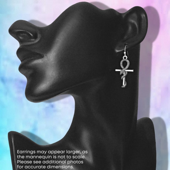 Sterling Silver Snake Ankh Earrings Sterling Silver Snake Ankh Earrings