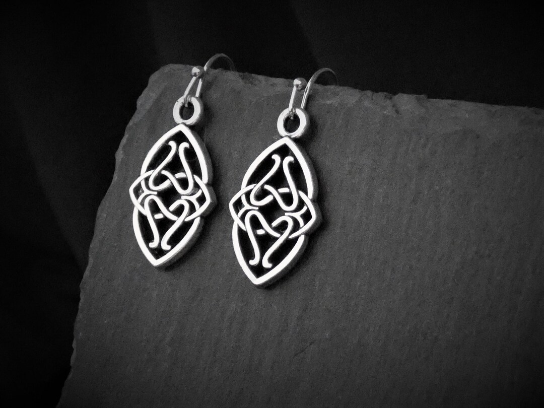 Celtic Knot Drop Dangle Earrings for Pierced or Non Pierced Ears, Irish