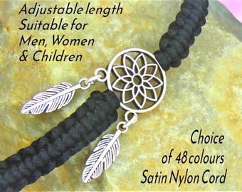 Dreamcatcher Bracelet, Unisex Jewellery, Adjustable Macrame