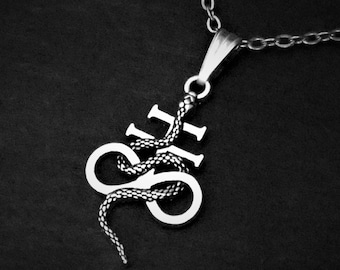Unisex Leviathan Cross & Snake Pendant Necklace on Cord or Chain, Satans Cross Jewelry Gift, Adjustable or 16 18 20 22 24 26 28 30 inch