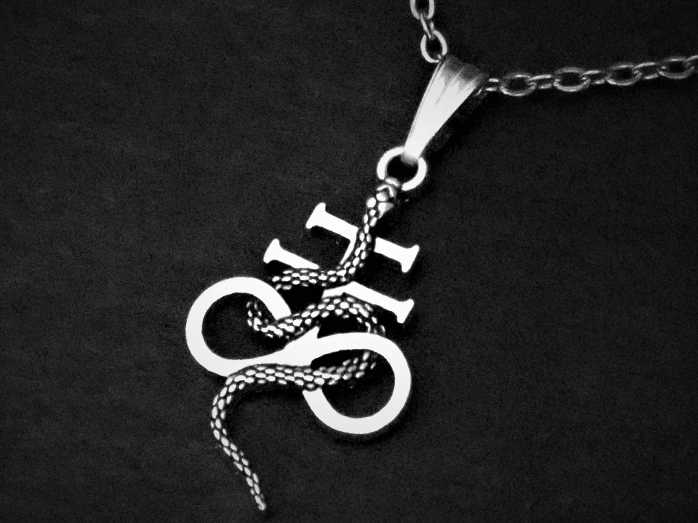 Unisex Leviathan Cross & Snake Pendant Necklace on Cord or Chain, Satans Cross Jewelry Gift, Adjustable or 16 18 20 22 24 26 28 30 inch