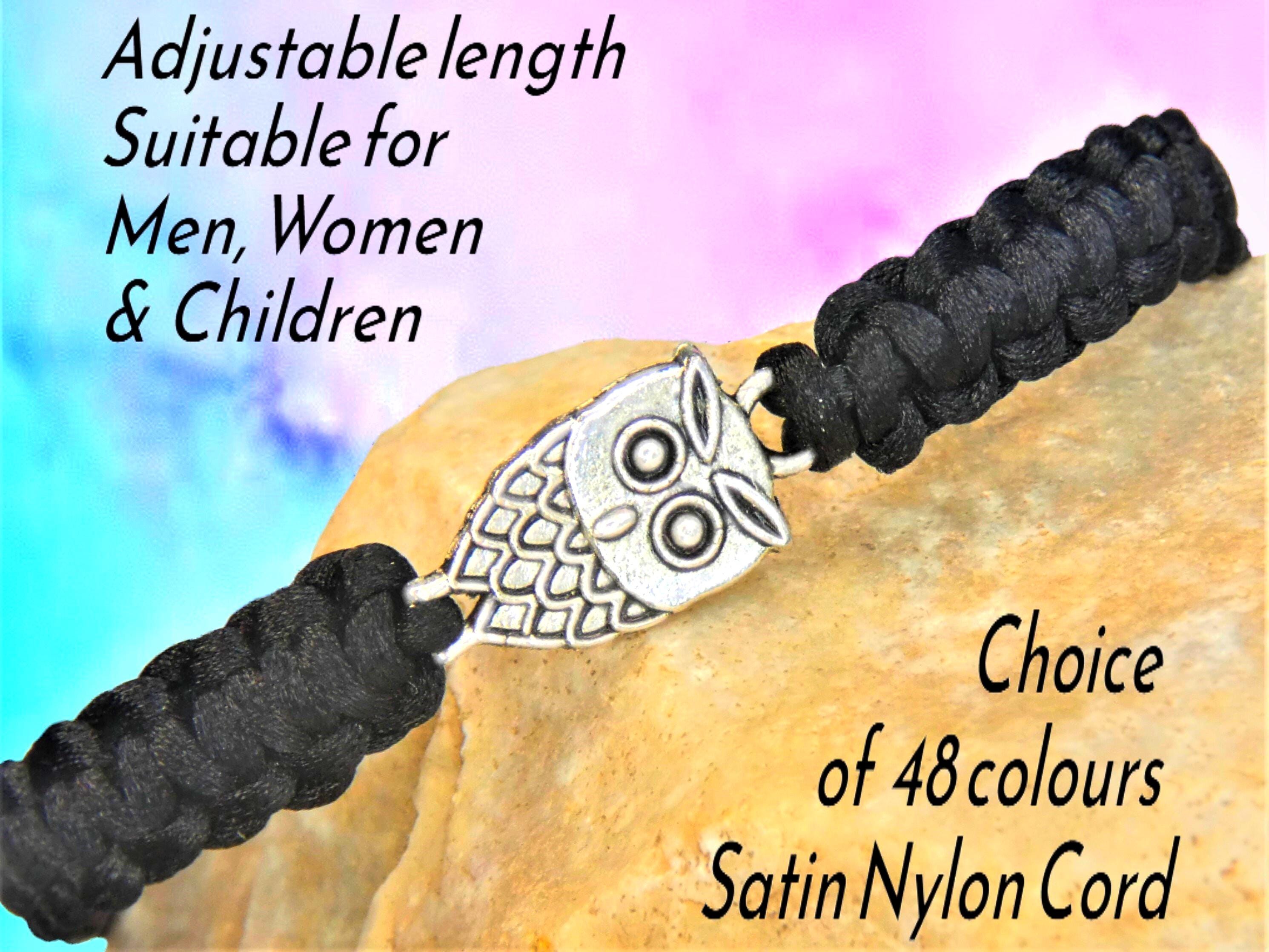 Owl Bracelet, Unisex Bird Jewellery, Adjustable Length Macrame