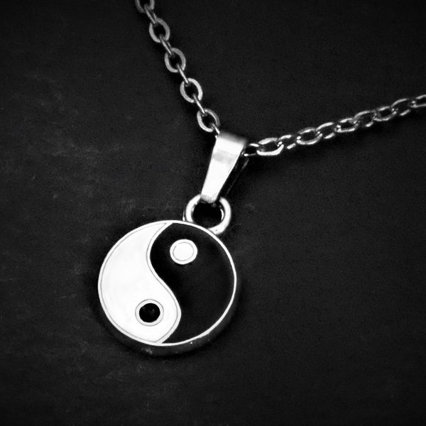 Collier pendentif Yin & Yang sur cordon ou chaîne, cadeaux bijoux unisexes, tour de cou en corde réglable ou acier inoxydable 16 18 20 22 24 30