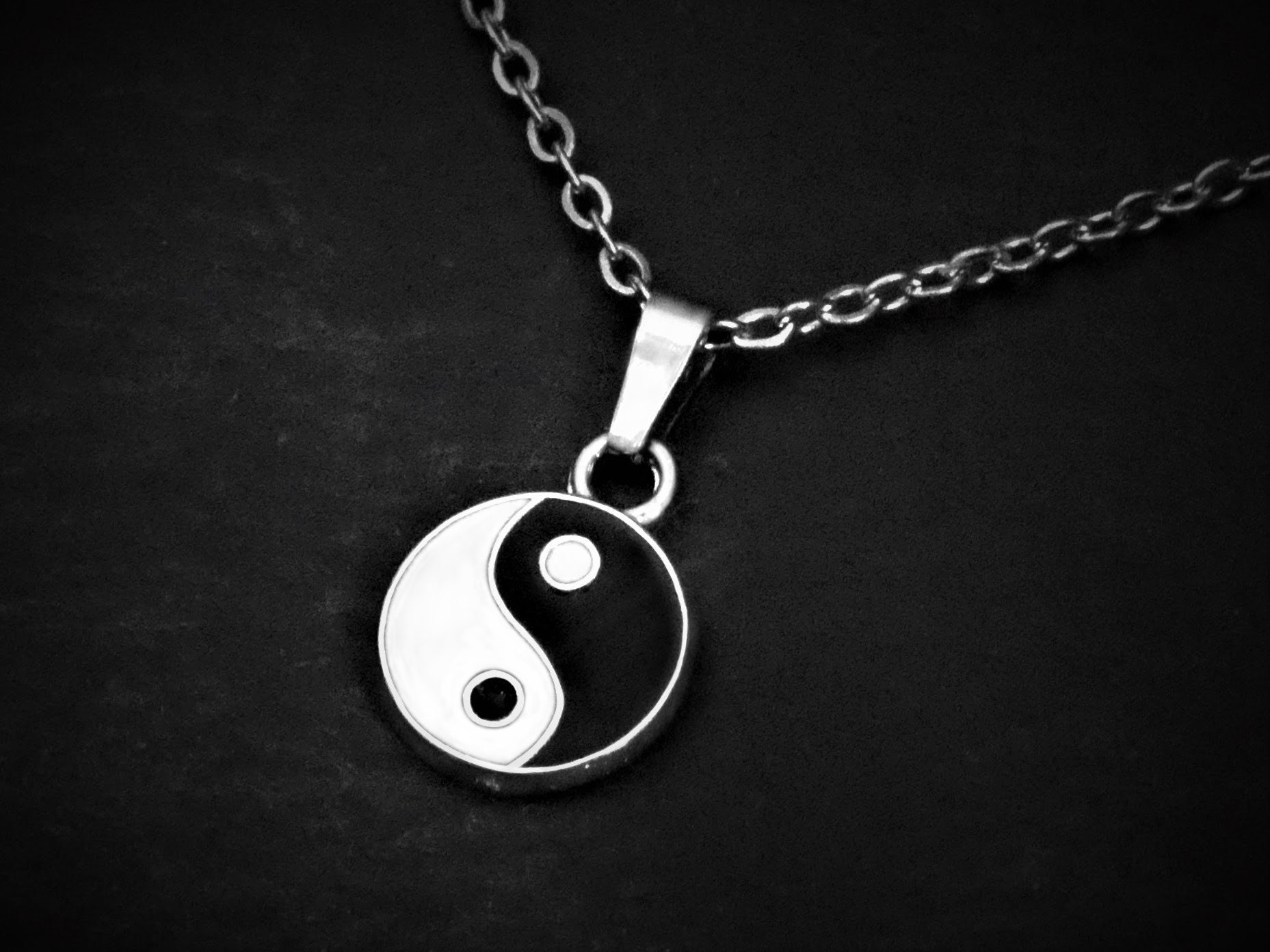 Yin & Yang Pendant Necklace on Cord or Chain, Unisex Jewelry Yin & Yang Pendant Necklace on Cord or Chain, Unisex Jewelry