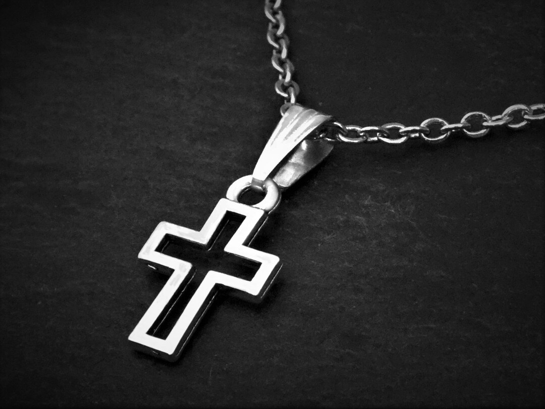 Simple Unisex Cross Pendant Necklace on Cord or Chain, Young Christian