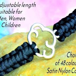 Cloud Bracelet, Silver Lining Charm, Unisex Adjustable Macramé