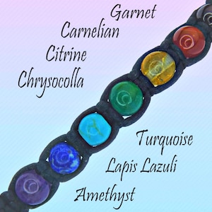 Chakra Macrame Bracelet, Unisex Jewellery, Adjustable Length