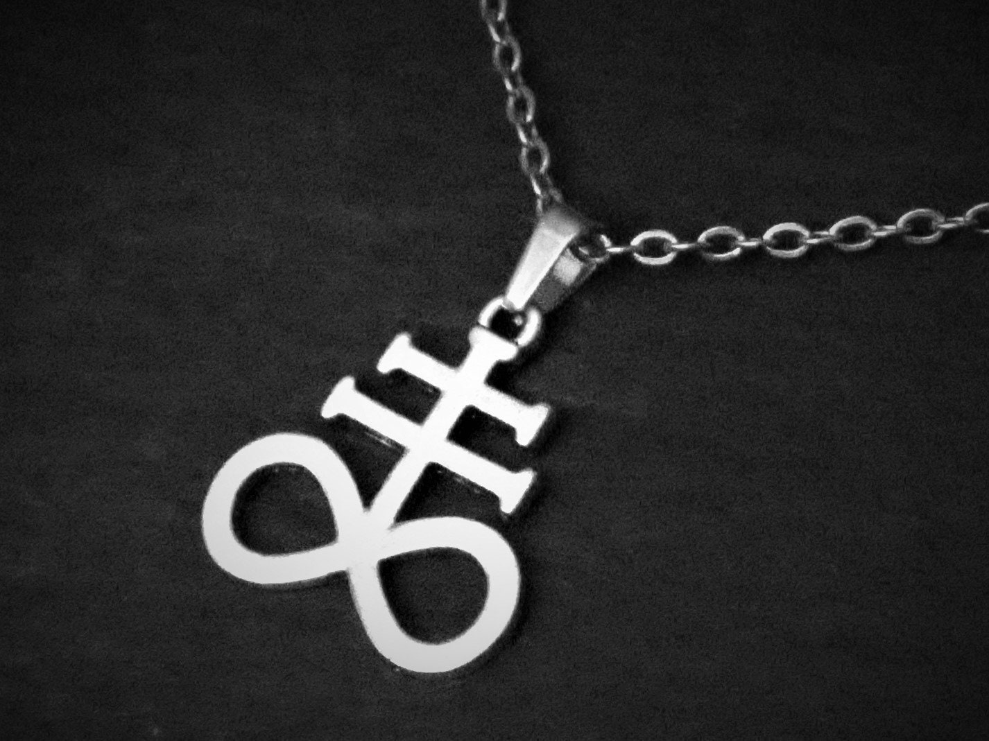 Simple Leviathan Cross Pendant Necklace on Cord or Chain, Satanic Jewelry Gift,  Adjustable Length or 16 18 20 22 24 30 inch Stainless Steel
