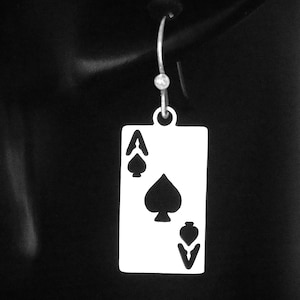 Ace of Spades Ohrringe, Edelstahl Spielkarte Schmuck Geschenk, Clip oder 925 Sterling Silber / Edelstahl Hebel oder Haken