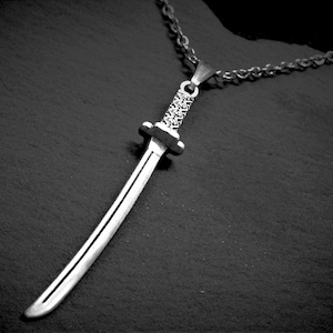 Unisex Katana Pendant Necklace on Cord or Chain, Samurai Sword Jewelry Gifts, Adjustable Choker