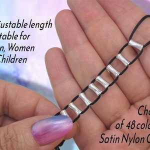 Unisex Adult Fidget Bracelet, Teen Anxiety Jewelry Gift, Counting Sliding Beads, Adjustable Length Cord Rope String, Stainless Steel Beads