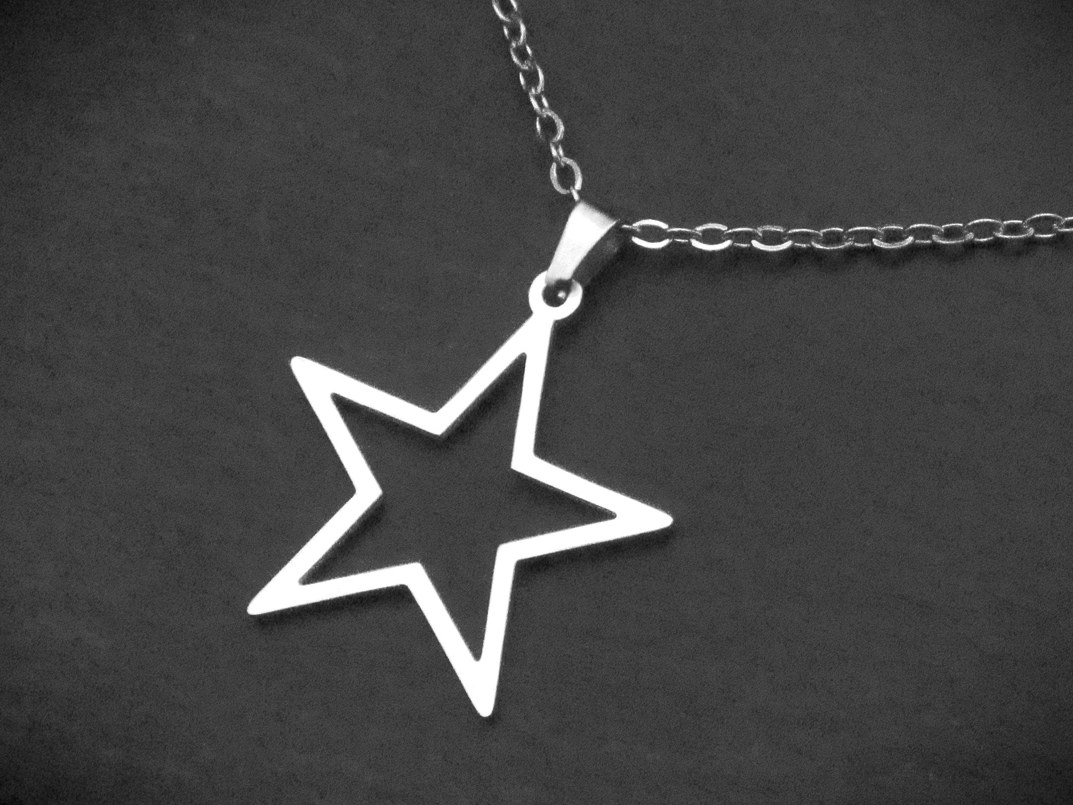 Star Pendant Necklace on Cord or Chain, Unisex Stainless