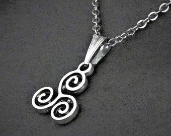 Triskelion Pendant Necklace on Cord or ChainUnisex Celtic Sprial Jewelry Gift,  Adjustable Choker or 16 18 20 22 24 30 Stainless Steel