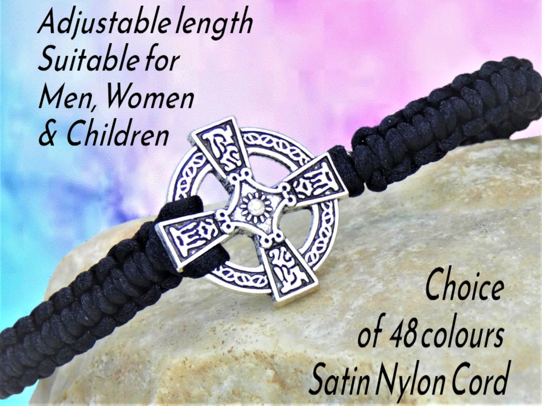Celtic Cross Bracelet Antique Silver Greek Cross in Circle Etsy