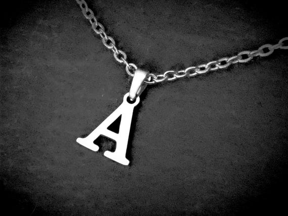 Initial Necklace, Silver Stainless Steel Letter Jewellery, Cord or Chain