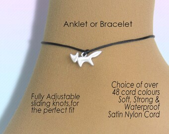 Fox Anklet or Bracelet, Unisex Wildlife Jewelry Gift, Adjustable Wish Wrist or Ankle, Cord String Rope Gift, Customised Colour, Handmade