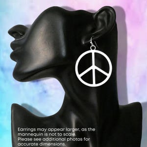 Large Peace Earrings, Statement Jewellery, Clip on or Pierced Options