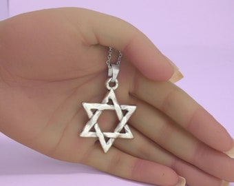 Chunky Star of David Necklace, Jewish Pendant, Cord or Chain