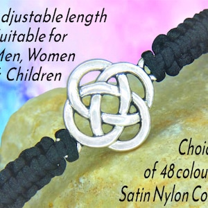 Celtic Knot Macrame Bracelet: Adjustable Woven Cord Dara Knot Jewelry