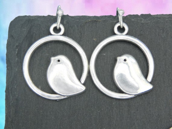Robin Earrings Christmas Jewelry Gift Custom Clip on or 925