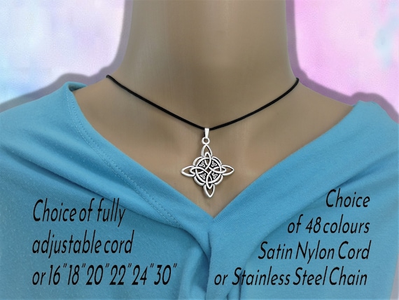 Witch Knot Pendant Necklace on Cord or Chain, Wiccan Jewelry