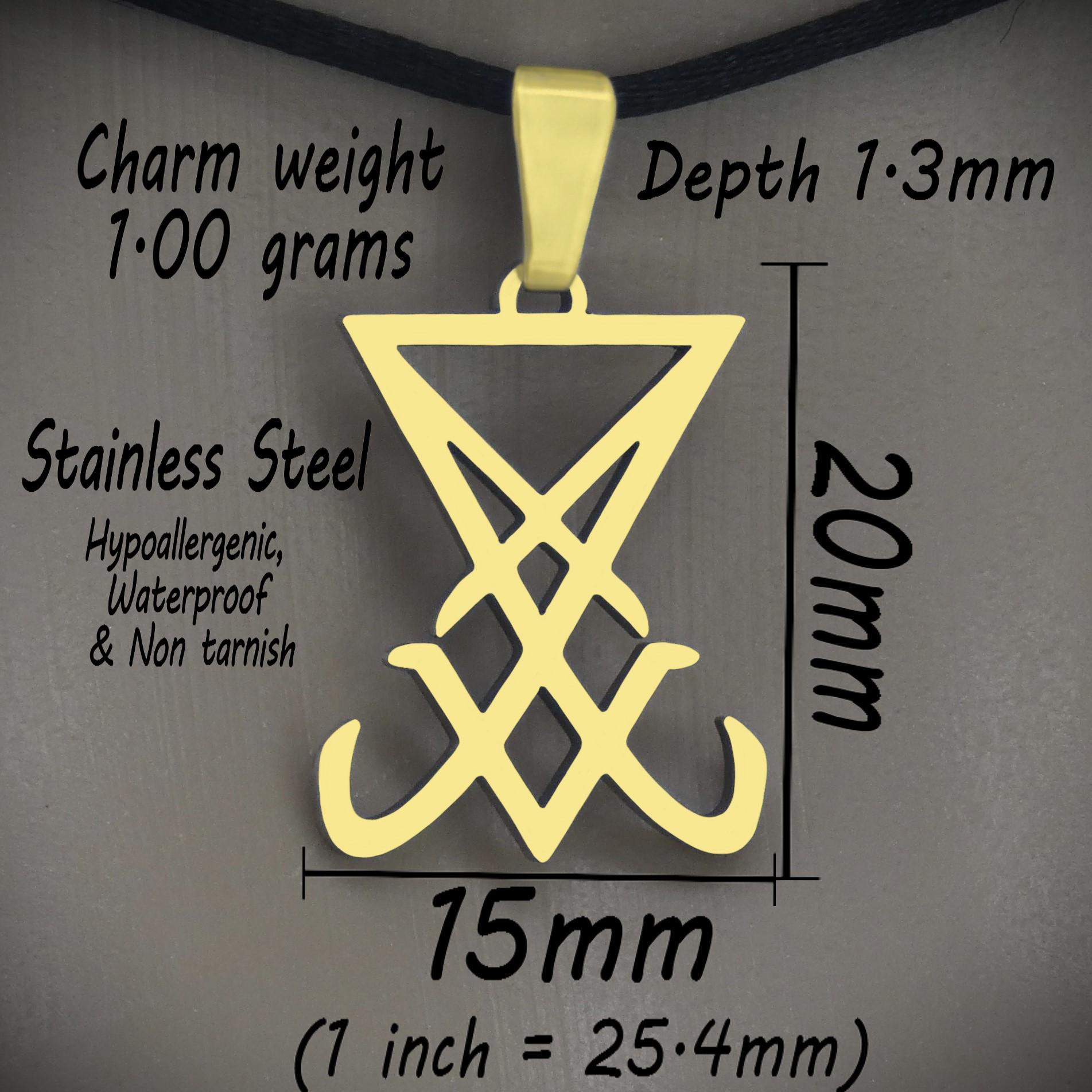 Lucifer Rava Chain Lucifer Sigil Pendant Necklace, Gold or Silver Stainless Steel Satanic ...