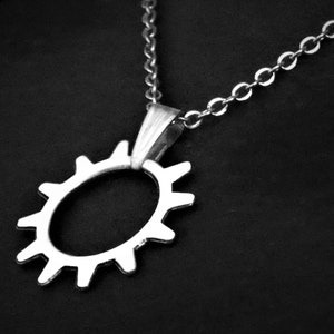Unisex Simple Cog Pendant Necklace on Cord or Chain, Steampunk Jewelry Gift, Adjustable Choker or 16 18 20 22 24 30 inch Stainless Steel