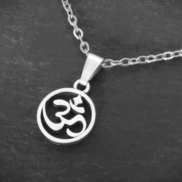 Unisex OM Pendant Necklace on Cord or Chain, Aum Symbol, Spiritual Yoga Jewelry Gift, Adjustable Choker or 16 18 20 22 24 30 inch