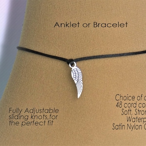 Wing Anklet or Bracelet, Angel Jewellery, Unise, Adjustable Cord