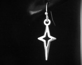 Dainty North Star Earrings, Nativity Bethlehem Star Jewelry Gift, Clip on or Lever Back, 925 Sterling Silver, Hypoallergenic, Hook, Stud +