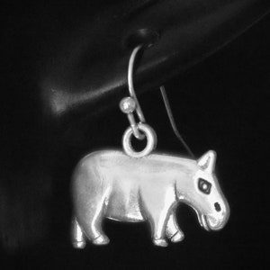 Capybara Dangle Earrings for pierced or non pierced ears, Hippopotamus Jewelry Gift, Clip on or 925 Sterling Silver, Lever Back,