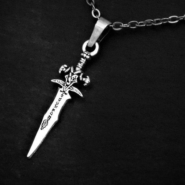 Dagger Necklace, Cord or Chain, Silver Knife Sword Choker, Jewelry Gift, Adjustable Length Rope or 16 18 20 22 24 30 inch Stainless Steel