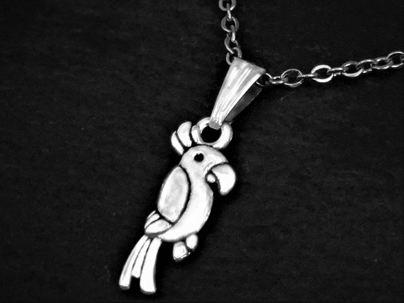 Unisex Parrot Pendant Necklace on Cord or Chain Bird Jewelry Gift