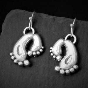 Feet Earrings,Mother & Child Footprint Jewelry Gift for Mum, Clip on or 925 Sterling Silver Lever Back, Stainless Stud, Hypoallergenic Hook