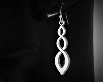 Goddess Teardrop Earrings, Triple Infinity Knot Jewelry Gifts, Clip on or 925 Sterling Silver, Hypoallergenic Stainless Steel, Lever Back